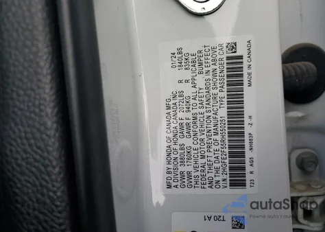 2024 Honda Civic Sport from USA, damaged, VIN 2HGFE2F55RH550251